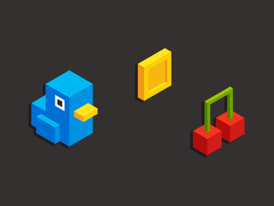 cubic bird animation bird coin cube flappy fruit game isometric pixel sprite