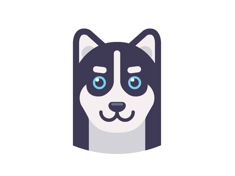 Husky animation dog flat head husky icon tongue vector