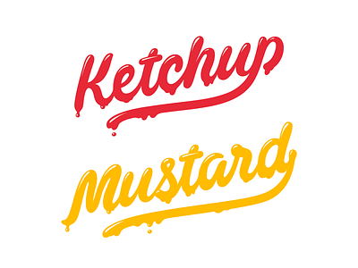 Ketchup & Mustard food hand drawn ketchup lettering mustard typography vector