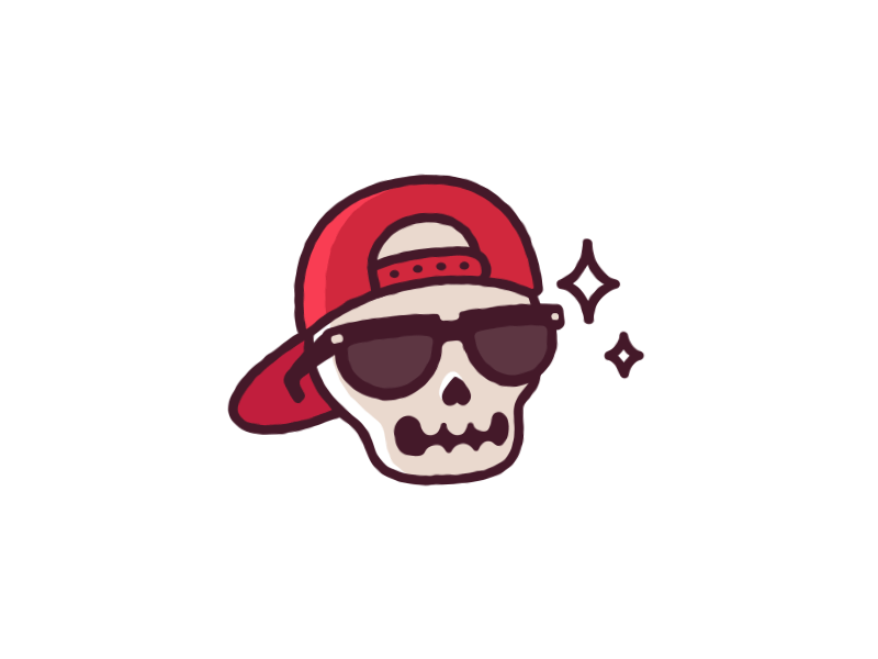 Cool Skull animation baseball cap cartoon comic cool skeleton skull snapback sunglasses