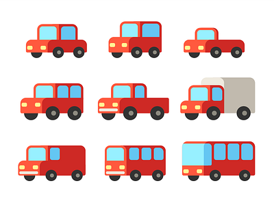Cartoon cars bus car cartoon cute flat icon toy truck van vector vehicle
