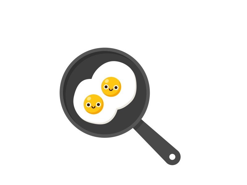 fried eggs animation character cooking cute eggs face fried pan vector yolk