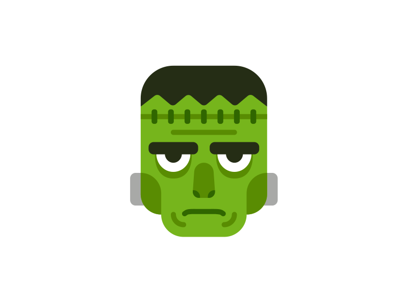Frankensteins monster animation cartoon character face flat frankenstein frown halloween monster motion vector