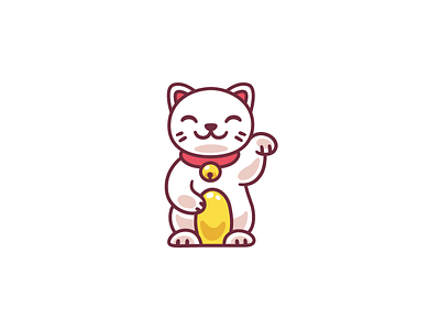 Maneki cartoon cat cute drawing japan japanese kawaii luck maneki neko vector