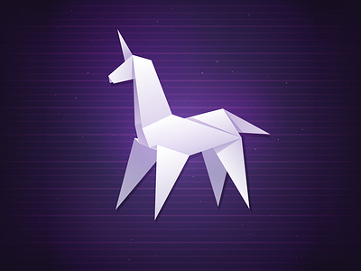 Unicorn 80s background bladerunner icon origami retro scifi unicorn vector