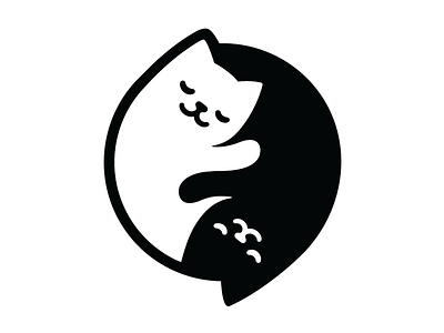 Yin Yang Cats balance black cat couple cute harmony kawaii minimal simple white yin yang