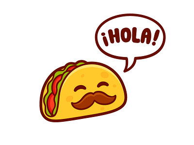 Taco cartoon character cute face food hola illustration mascot mexican mexican food mustache taco vector