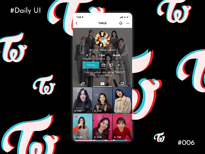 DailyUI #006 - User Profile app daily 100 challenge dailyui k pop mobile tiktok twice ui user profile