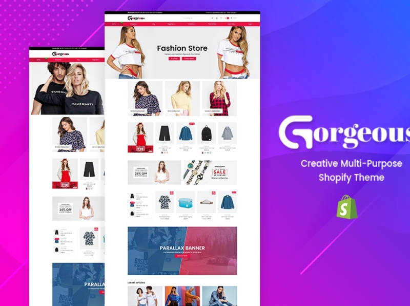 Gorgeous Multipurpose Shopify Theme 3d animation branding design gorgeous theme graphic design icon illustration illustrator logo motion graphics multipurpose shopify theme online store responsive shopify theme shopify shopify theme theme ui ux vector