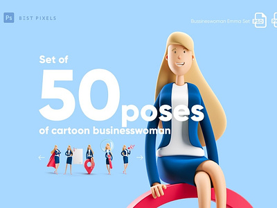 Businesswoman Emma Set 3d animation branding design graphic design icon illustration illustrator logo motion graphics ui ux vector