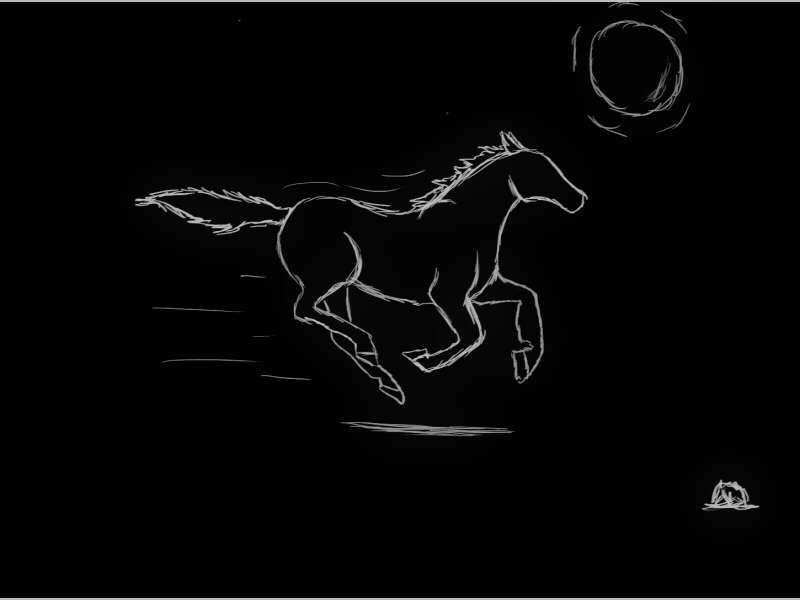 Run like the wind animation cel design drawing flat frame by frame grain horse illustration lines photoshop