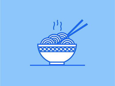 Warm noodles everyday food icon illustration lines one color