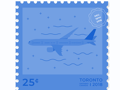 Flying to Toronto air airplane airplanes drawing everyday fly flyer illustration line snow snowing stamp ticket travel