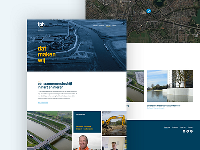 Corporate site collage construction design duotone website white