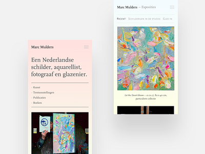 Mobile screens for Marc Mulders. clean design gradient mobile painter