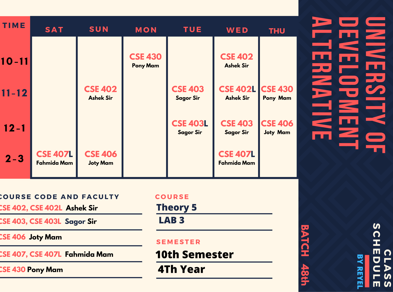 Class Routine by Reyel Ahmad on Dribbble