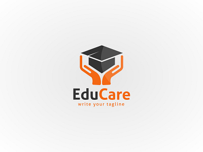 Educare logo design abstract academy achievement blue business cap care college company concept creative design education element foundation graduate graduation graphic hand handling