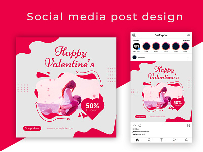 valentines social media post banner bundle editable frame graphic holiday illustration layout love marketing media modern promotion romantic sale set social social media post template valentine