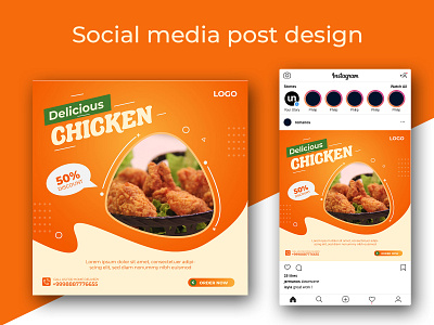 Delicious fast food chicken social media post advertising background banner breakfast business chicken concept creative delicious delicious food design digital dinner discount eatery fast fast food flyer food social media post