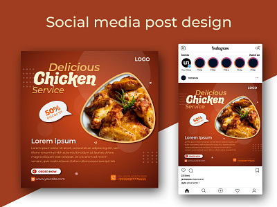 chicken social media post design template