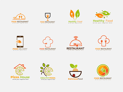 a set of food logo design collection