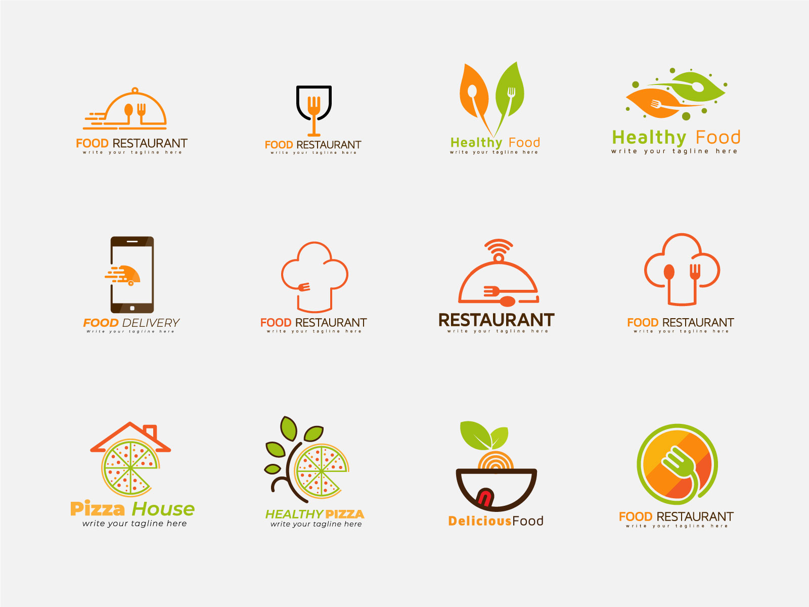 a set of food logo design collection by Arman Mojumder on Dribbble