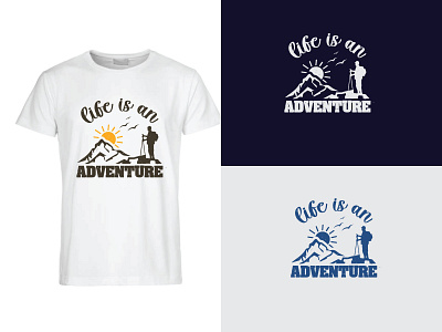 adventure t-shirt design adventure illustration landscape mountain climbing summertime sunset t shirt t shirt design time to travling travel typography