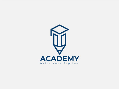 Education academic minimal logo design template academy logo branding design education hat knowledge literature logo minimal pen template vector