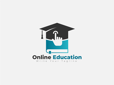 Online Education logo design academy branding digital education internet logo online school students template univercity vector