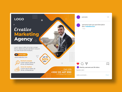 Marketing agency social media post design template agency banner branding business company digital marketing illustration marketing media post social template