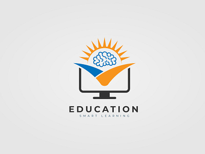 Education logo concept for computer, book, human brain, sunlight academic logo branding computer design education logo desing logo online