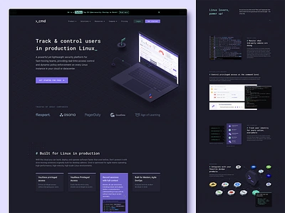 Cmd Homepage ascii branding cmd cybersecurity dark design homepage isometric linux protection security ui ux website