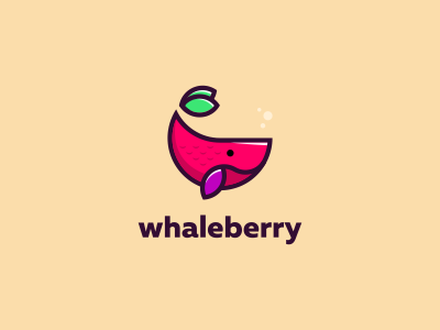 Whaleberry berry character deep fish fruit fun logo minimal ocean sea tail whale