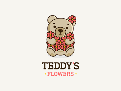 Teddy's Flowers animal bear character flower flowers gift illustration teddy