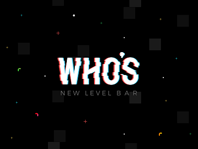 Who's alcohol bar cocktail custom drinks glitch gooey letters minimal