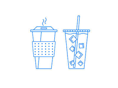 Hot Coffee / Iced Coffee coffee icon illustration line art minimal simple