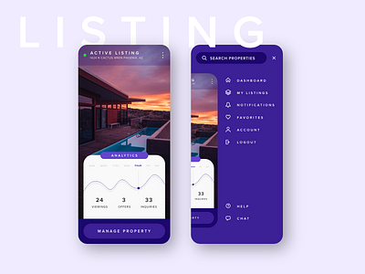 Real Estate App - Listing & Menu View