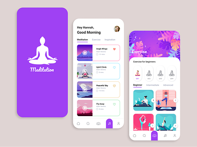Meditation Mobile App app design graphic design logo ui ux vector