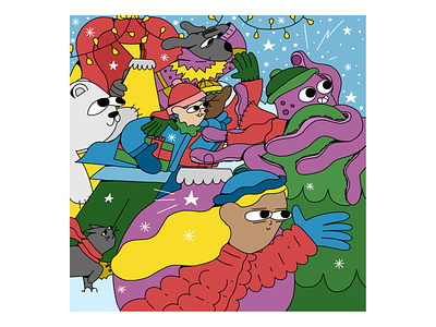 Winter Card cat chritmas dog equality garland girl happy new year holidays lgbt lgbtq new year octopus presents snow winter