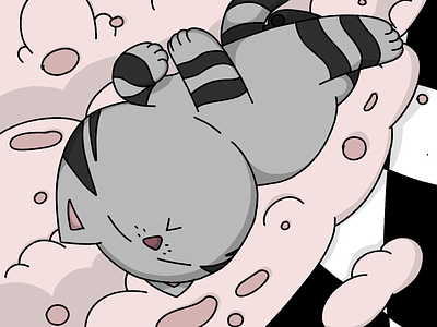 Momoko cartoon cat character character design clouds distort doodle floating flying grid illustration photoshop sketch space