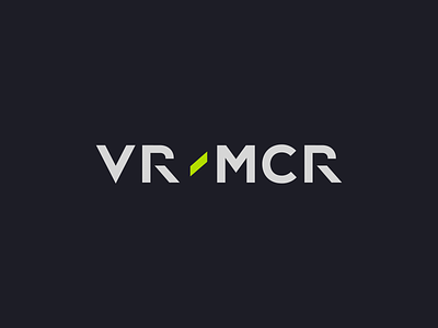 VR–MCR Logo branding design fluorescent logo logo design logotype typography virtual reality visual identity vr