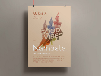 Namaste - Yoga Beach festival graphic design illustration typography