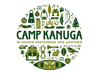 2016 Camp Kanuga Shirt 1 bible verse camping essentials flat vector icons iconography illustration kanuga lockup objects outdoor nature shape circle summer camp