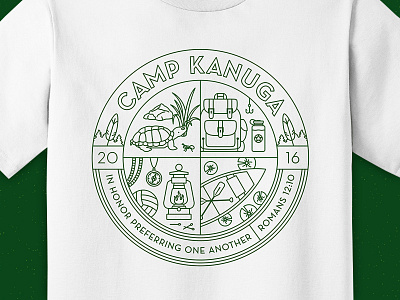 2016 Camp Kanuga Shirt 2 bible verse camping essentials icons iconography illustration kanuga lockup badge monoweight monoline objects outdoor nature shape circle summer camp