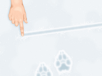 Wolf and Woman Illustration above top view concept illustration draw line finger point hand freckles human animal nikita gill quote paw print tracks snow ground vector wild wolf canine