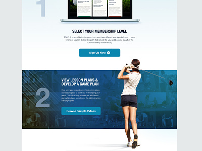 Golf Site athlete athletics blue golf helvetica neue how it works landing page sign up sports web web site