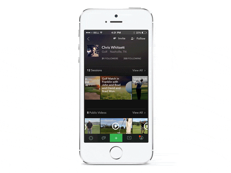 User Profile app athlete athletic profile scroll sport user