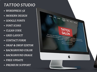 Tattoo Salon WordPress Theme animation app branding graphic design illustrator minimal ui ux web website