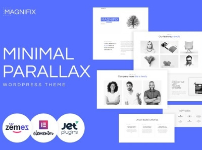 Magnifix - Minimal Parallax WP Theme app branding design graphic design illustration illustrator minimal ui web website