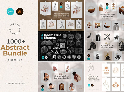 1000 Abstract Illustration BUNDLE app branding design graphic design illustration illustrator minimal ui ux web website